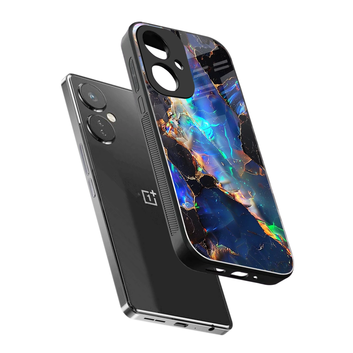 Mystic Marble sleek oneplus nord ce 3 cover with tempered glass back and TPU edges