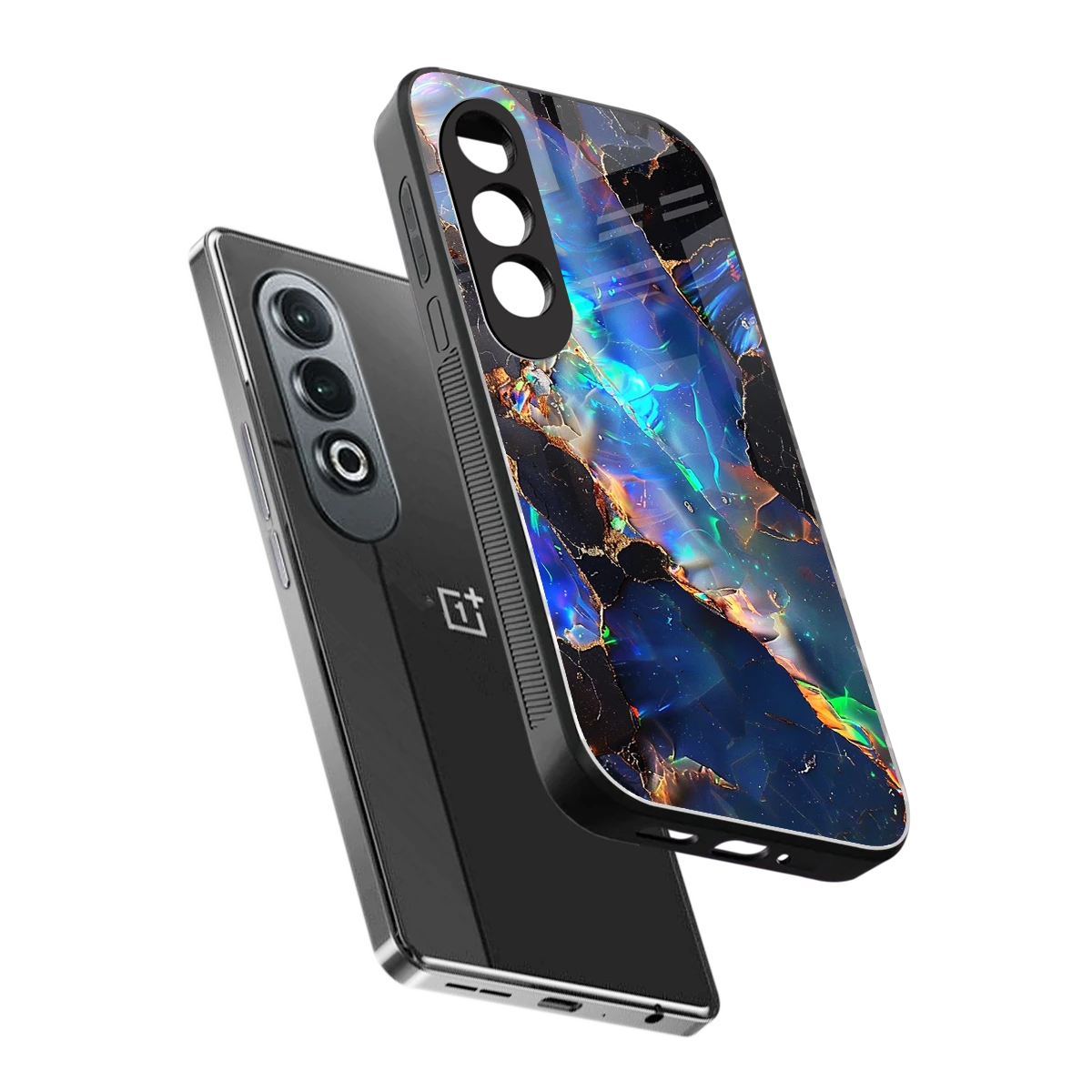Mystic Marble sleek oneplus nord ce 4 cover with tempered glass back and TPU edges