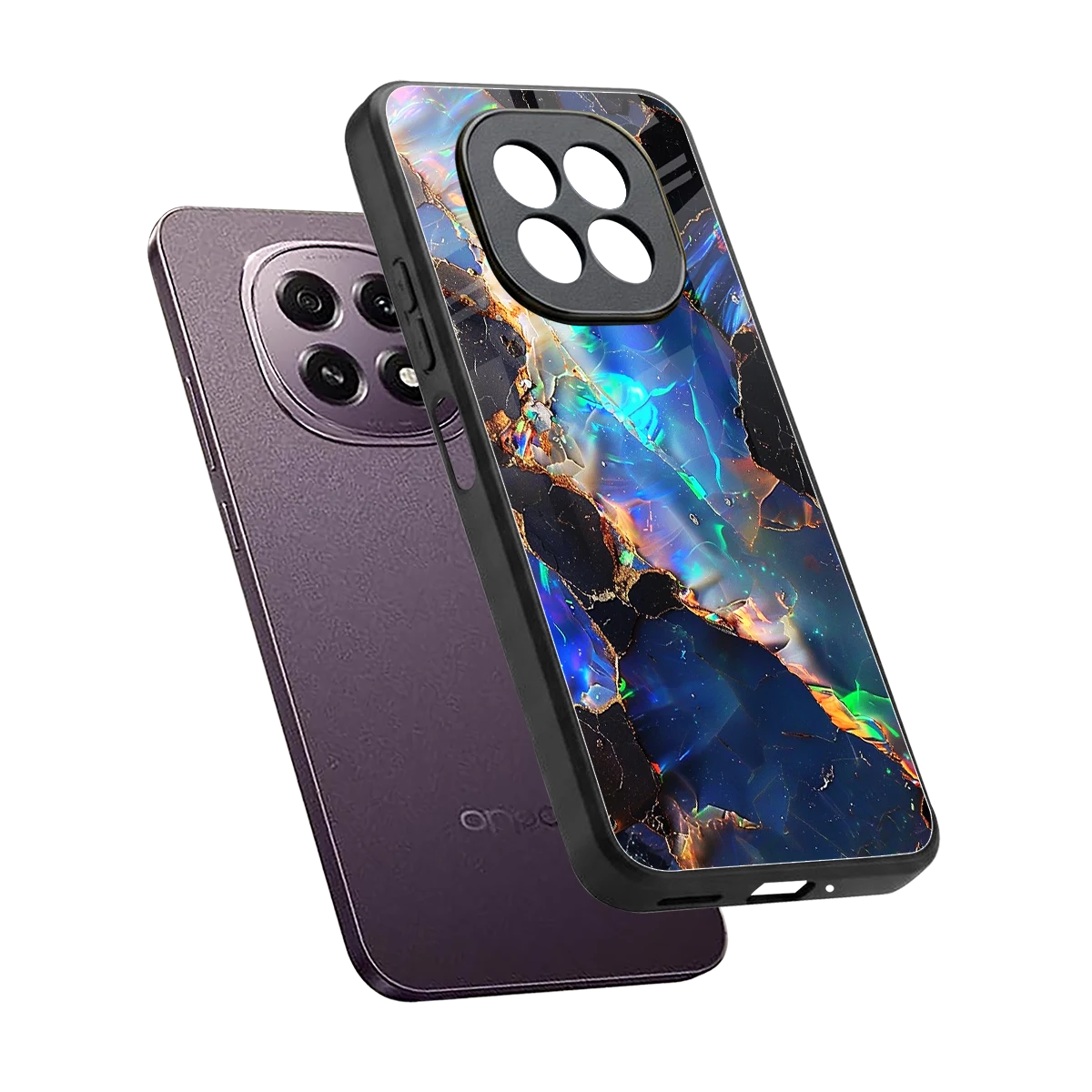 Mystic Marble sleek oppo f29 5g cover with tempered glass back and TPU edges