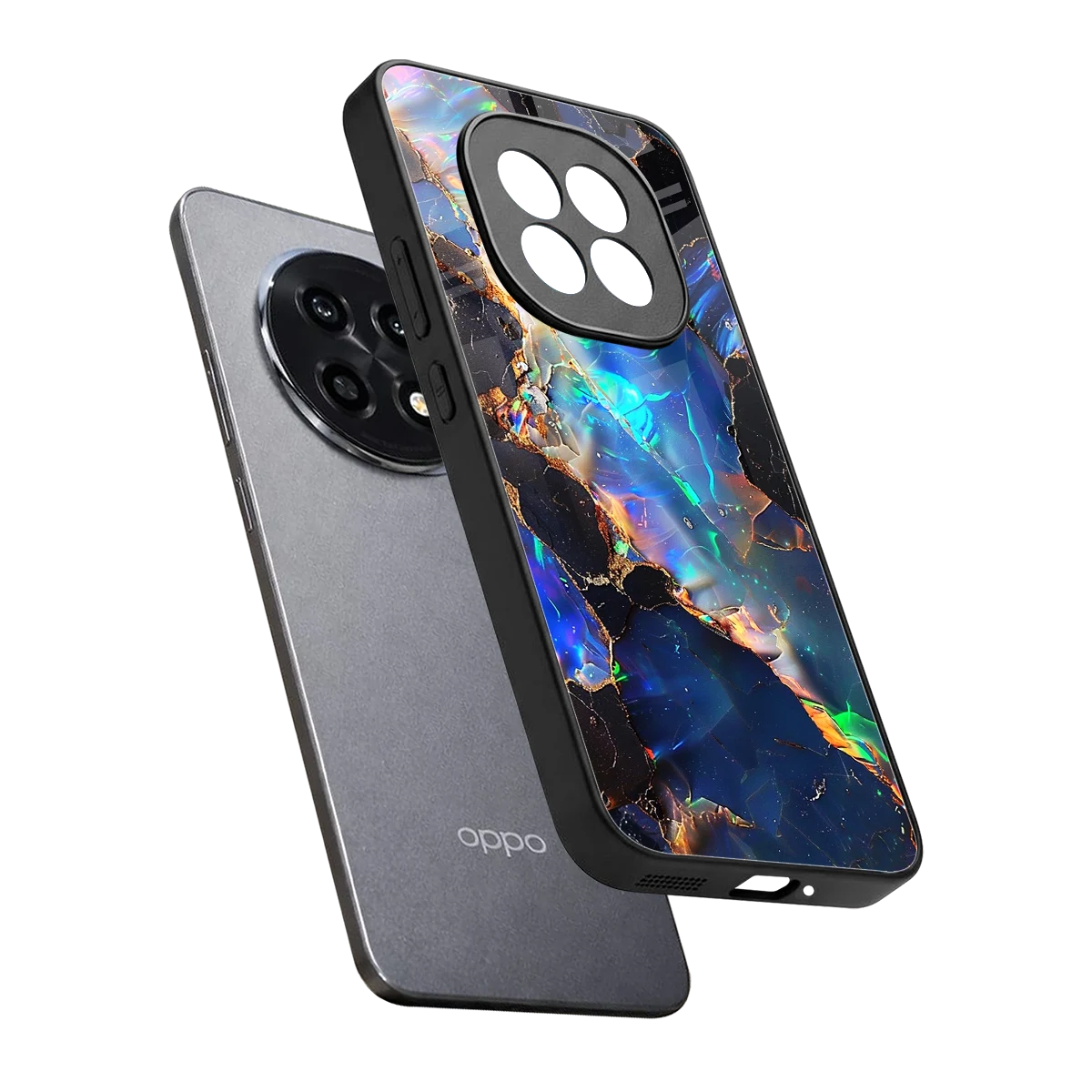 Mystic Marble sleek oppo f29 pro 5g cover with tempered glass back and TPU edges