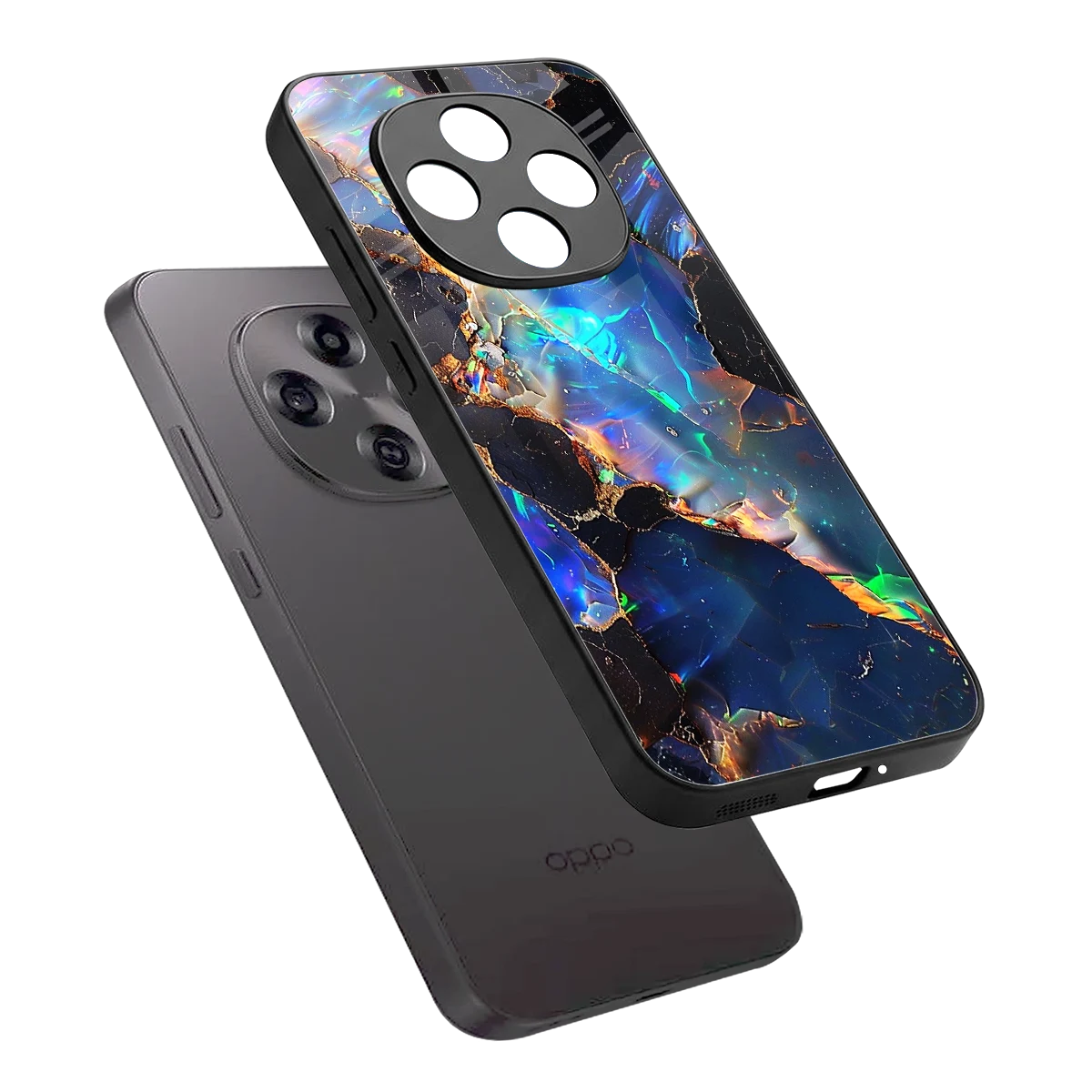 Mystic Marble sleek oppo f31 pro 5g cover with tempered glass back and TPU edges