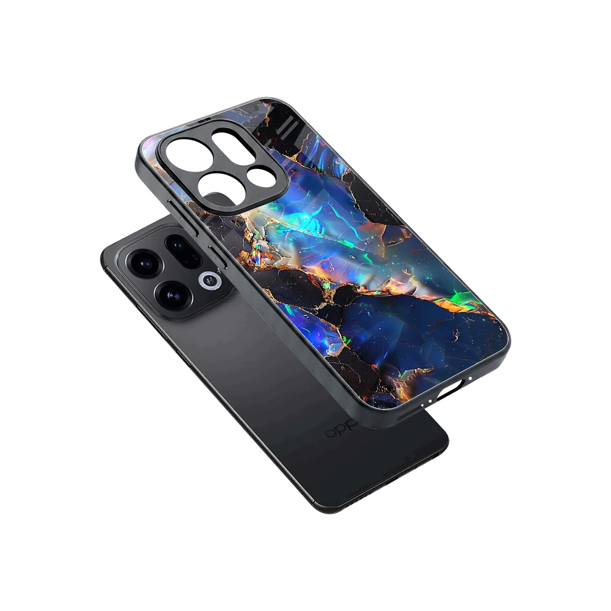 Mystic Marble sleek oppo find x9 cover with tempered glass back and TPU edges