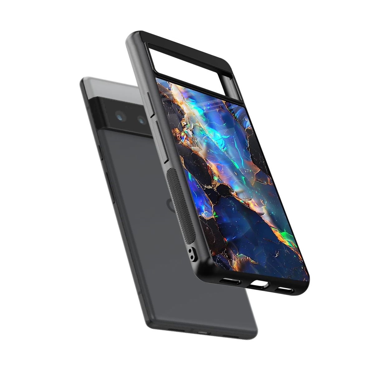 Mystic Marble sleek google pixel 6 pro cover with tempered glass back and TPU edges