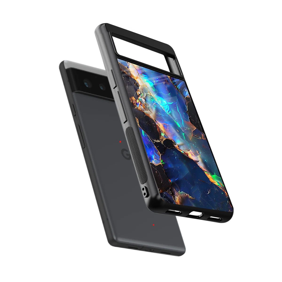 Mystic Marble sleek google pixel 6 cover with tempered glass back and TPU edges