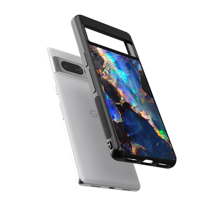 Mystic Marble sleek google pixel 7 pro cover with tempered glass back and TPU edges