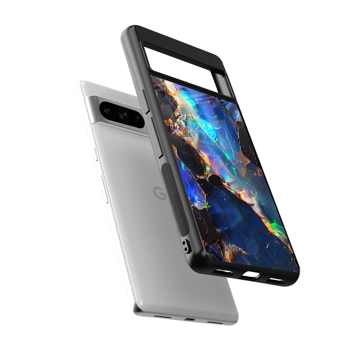 Mystic Marble sleek google pixel 8 pro cover with tempered glass back and TPU edges