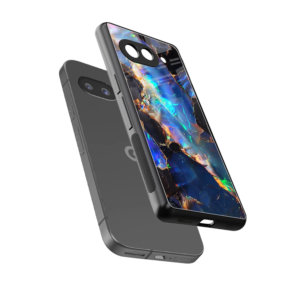 Mystic Marble sleek google pixel 10a cover with tempered glass back and TPU edges