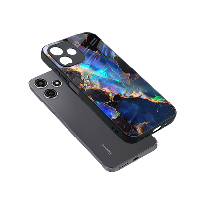 Mystic Marble sleek redmi 12 5g cover with tempered glass back and TPU edges