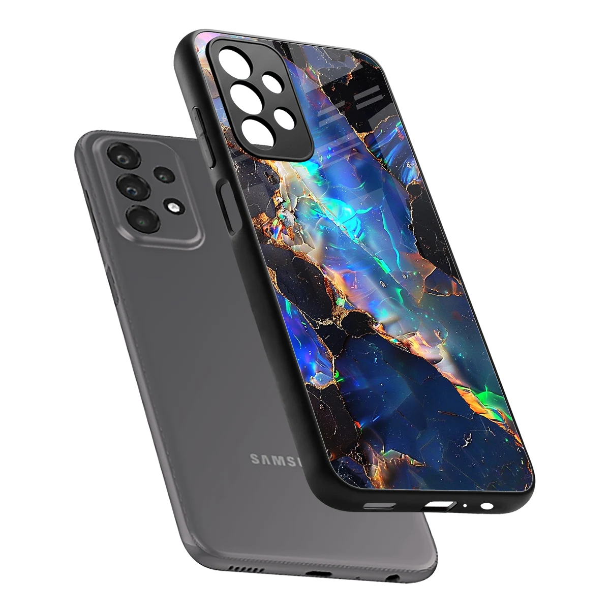 Mystic Marble sleek samsung galaxy a23 cover with tempered glass back and TPU edges