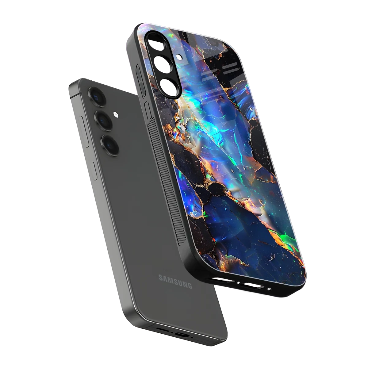Mystic Marble sleek samsung galaxy a14 5g cover with tempered glass back and TPU edges