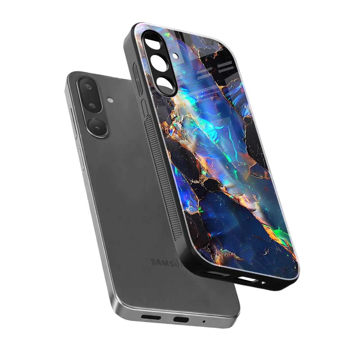 Mystic Marble sleek samsung galaxy m36 5g cover with tempered glass back and TPU edges