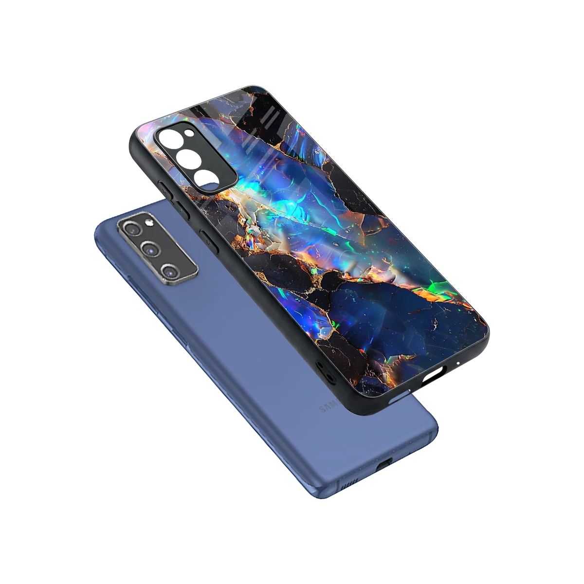 Mystic Marble sleek samsung galaxy s20 fe cover with tempered glass back and TPU edges