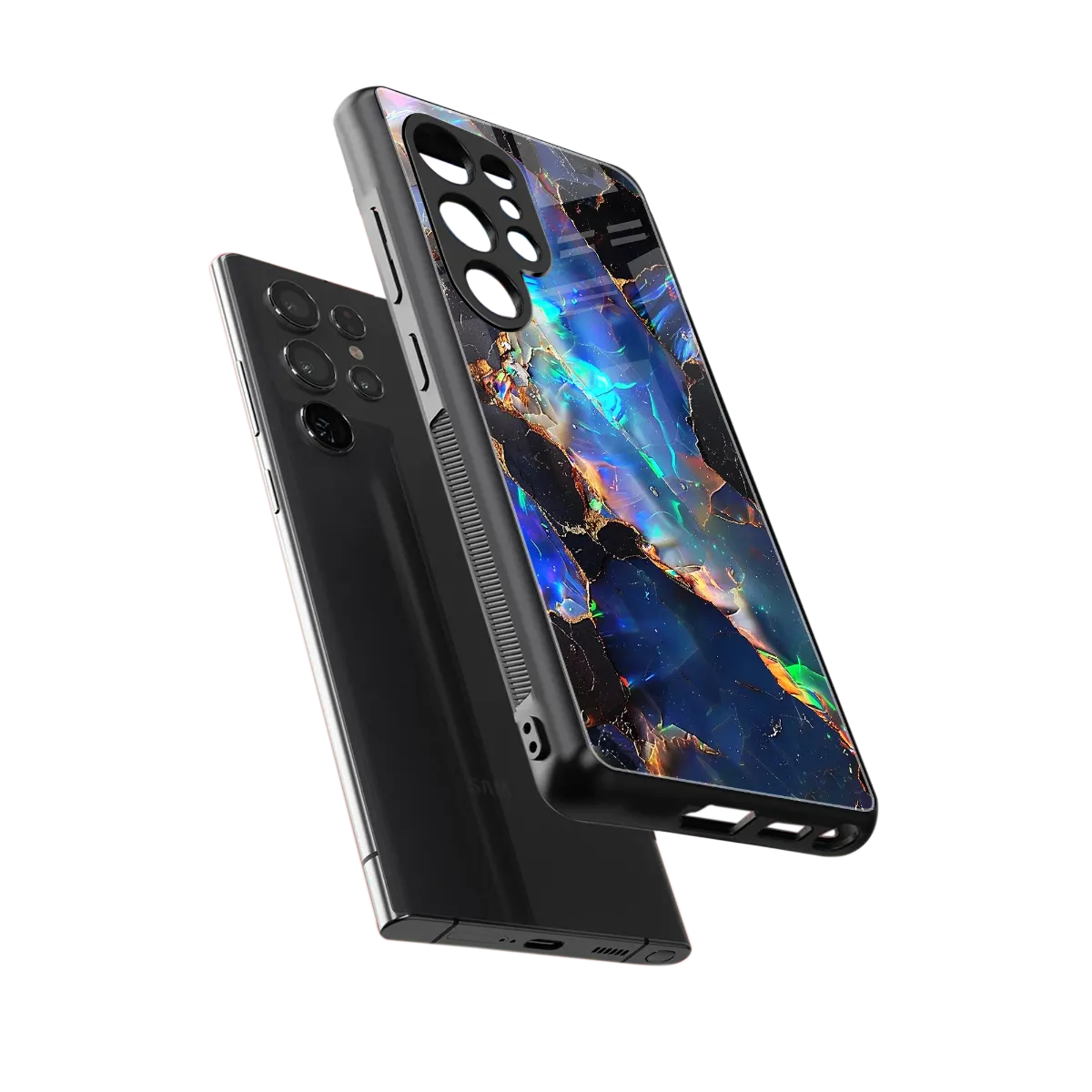 Mystic Marble sleek samsung galaxy s25 ultra cover with tempered glass back and TPU edges