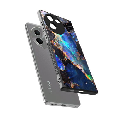 Mystic Marble sleek vivo v30e cover with tempered glass back and TPU edges
