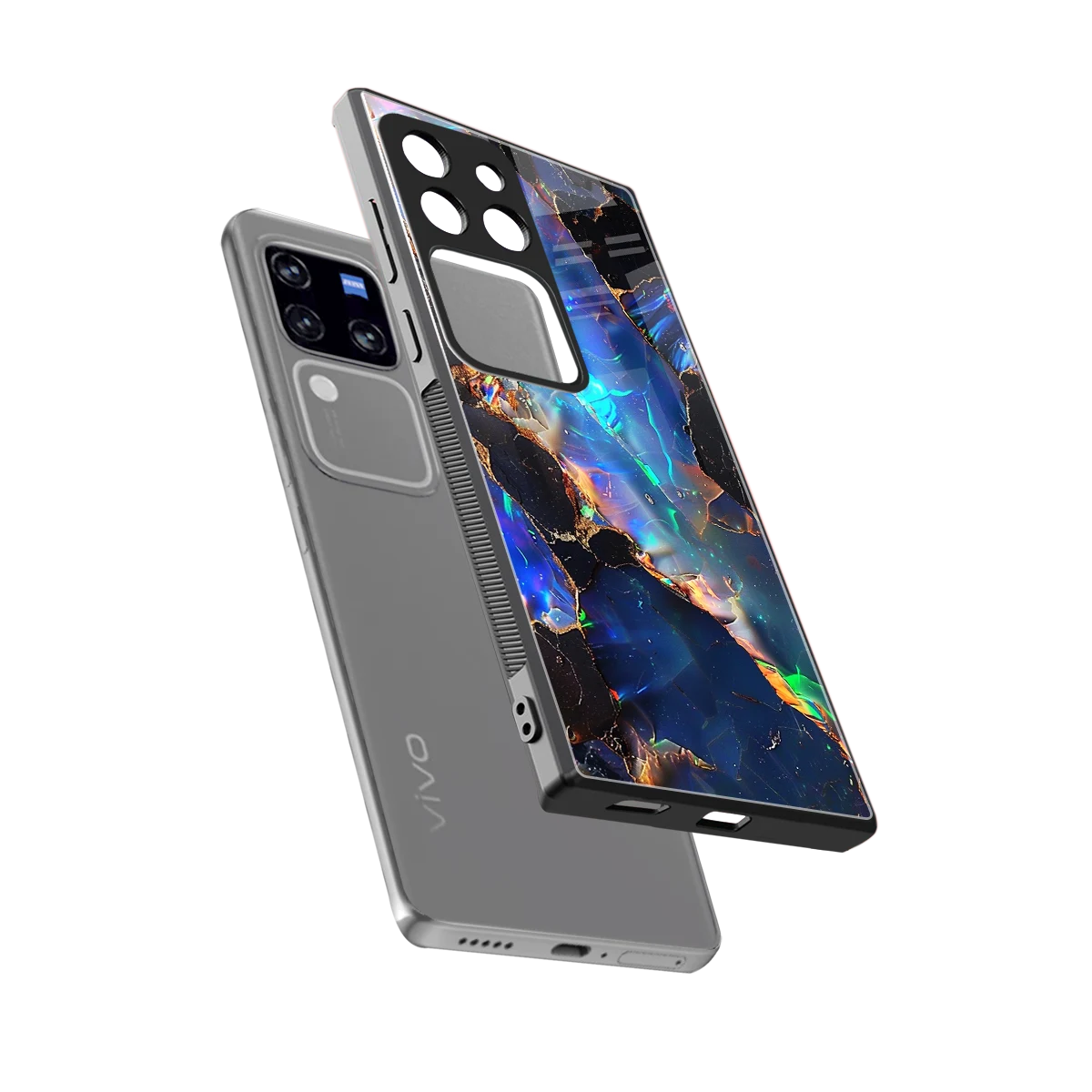Mystic Marble sleekvivo v30 pro cover with tempered glass back and TPU edges