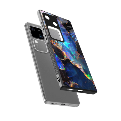 Mystic Marble sleek vivo v30 cover with tempered glass back and TPU edges