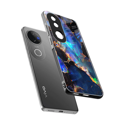 Mystic Marble sleek vivo v50 cover with tempered glass back and TPU edges