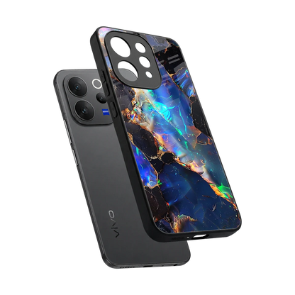 Mystic Marble sleek vivo v70 elite cover with tempered glass back and TPU edges