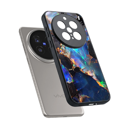 Mystic Marble sleek vivo x200 pro cover with tempered glass back and TPU edges