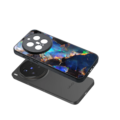 Mystic Marble sleek vivo x300 pro cover with tempered glass back and TPU edges