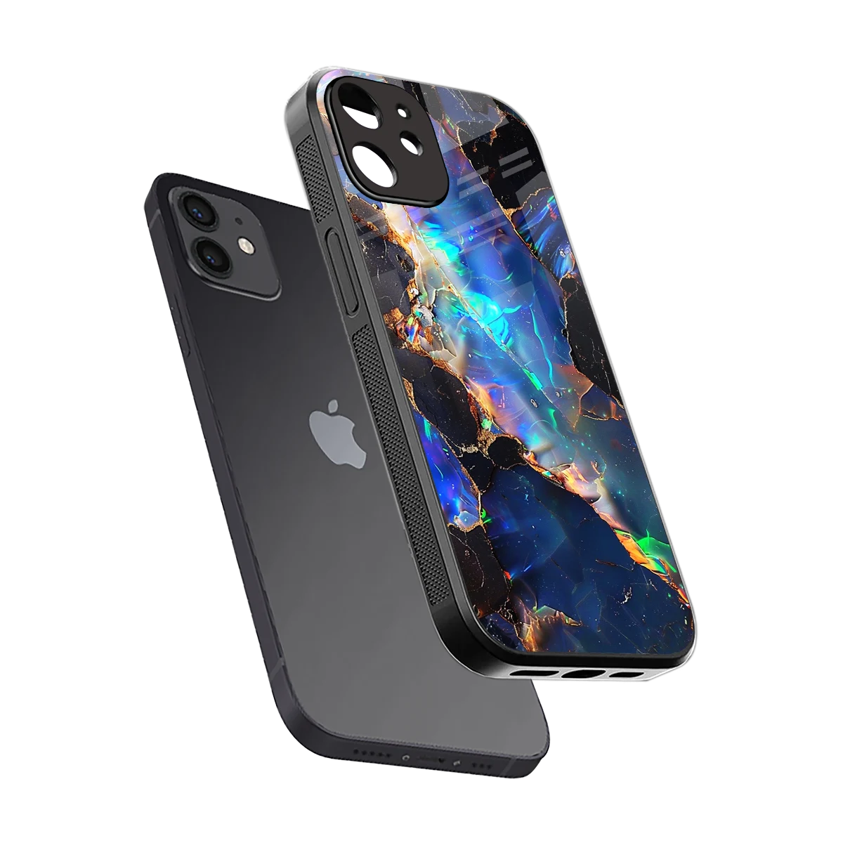 Mystic Marble sleek iphone 12 cover with tempered glass back and TPU edges