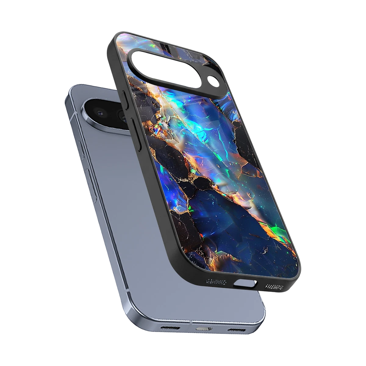 Mystic Marble sleek google pixel 10 cover with tempered glass back and TPU edges