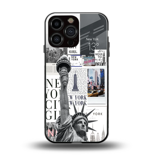 NY Dream back phone cover | glass case for iphone 14 pro max