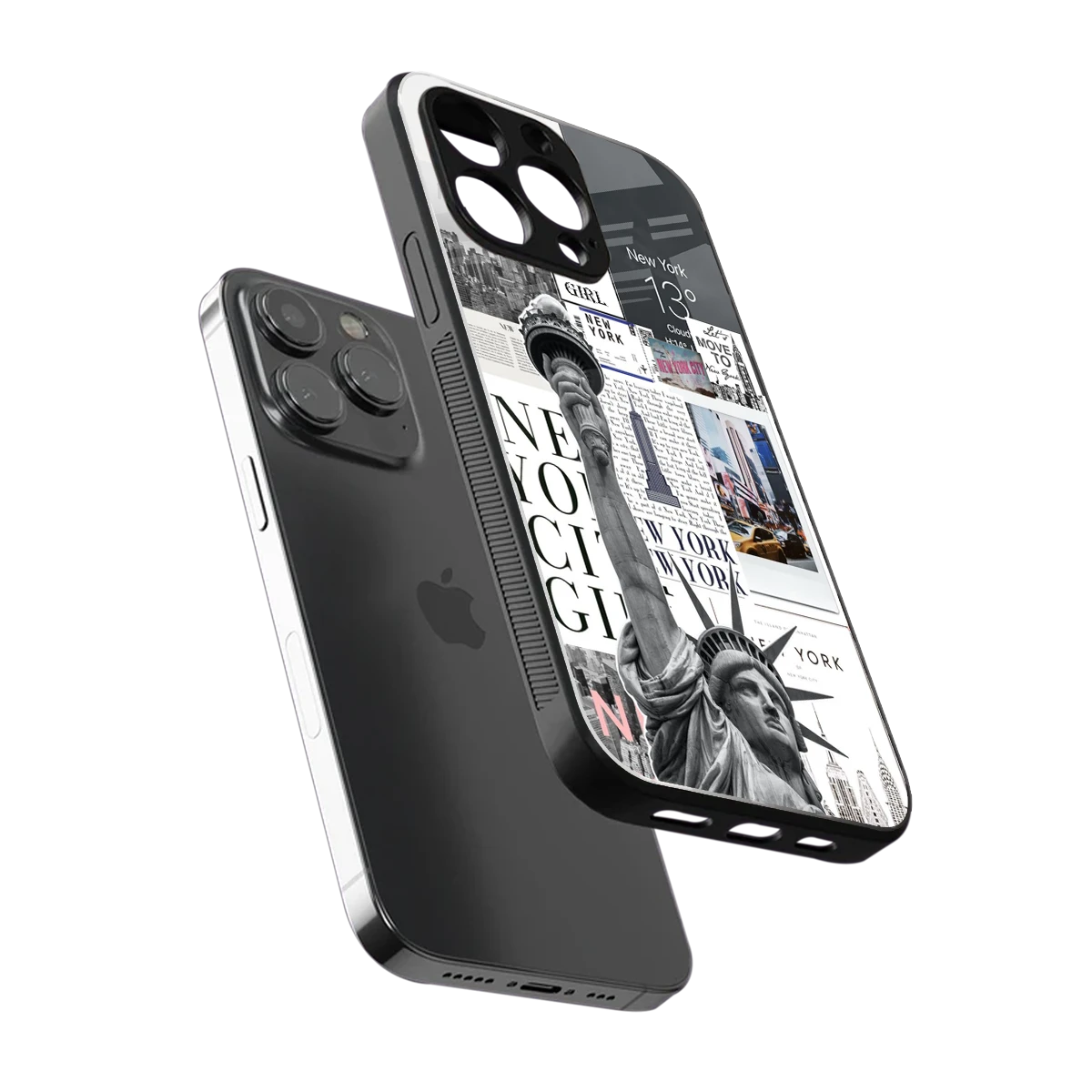 NY Dream sleek iphone 13 pro cover with tempered glass back and TPU edges