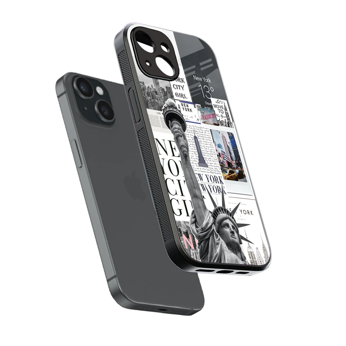 NY Dream sleek iphone 13 cover with tempered glass back and TPU edges