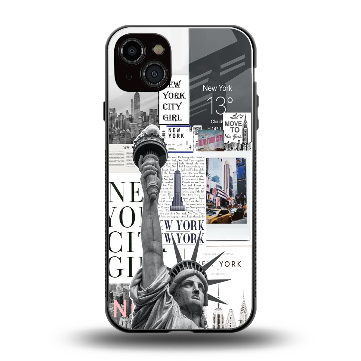 NY Dream back phone cover | glass case for iphone 15 plus