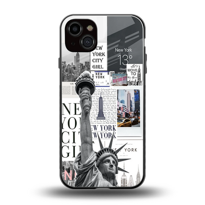NY Dream back phone cover | glass case for iphone 15 plus