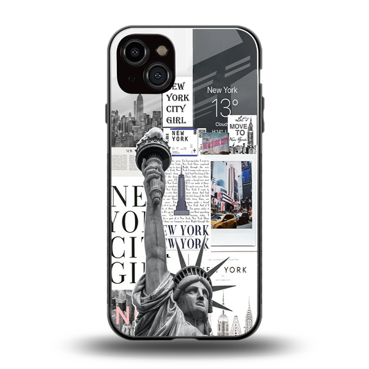 NY Dream back phone cover | glass case for iphone 15 plus
