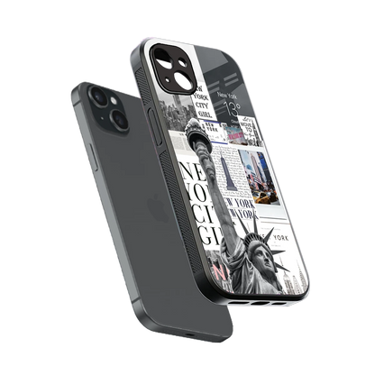 NY Dream sleek iphone 14 plus cover with tempered glass back and TPU edges