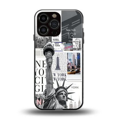 NY Dream back phone cover | glass case for iphone 15 pro max