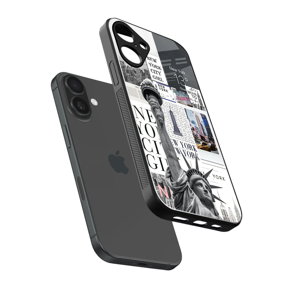 NY Dream sleek iphone 16 plus cover with tempered glass back and TPU edges
