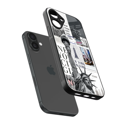 NY Dream sleek iphone 16 plus cover with tempered glass back and TPU edges