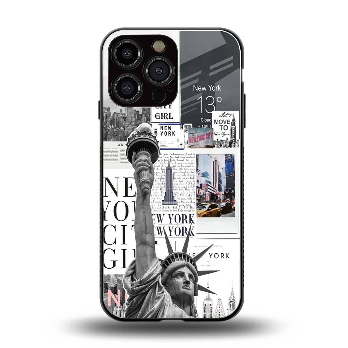 NY Dream back phone cover | glass case for iphone 16 pro max