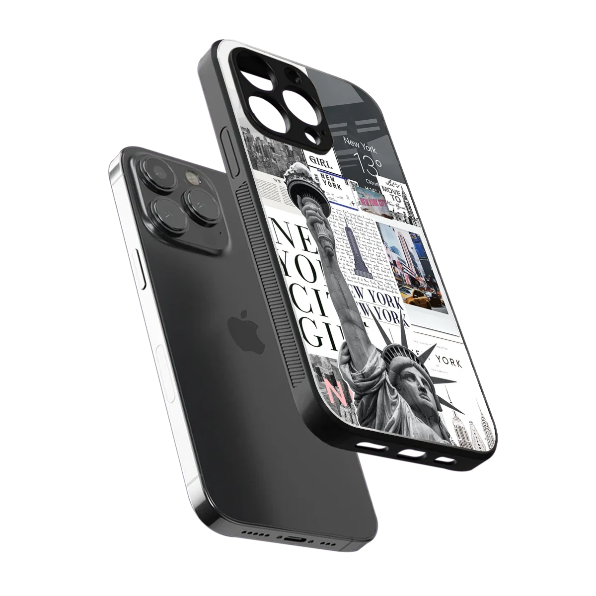 NY Dream sleek iphone 16 pro max cover with tempered glass back and TPU edges