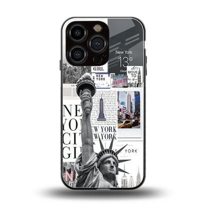 NY Dream back phone cover | glass case for iphone 16 pro