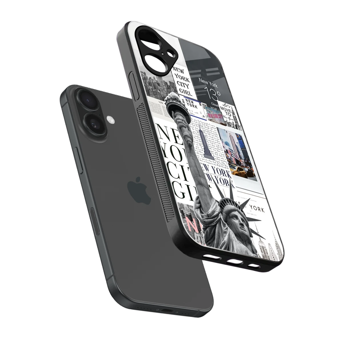 NY Dream sleek iPhone 16 cover with tempered glass back and TPU edges