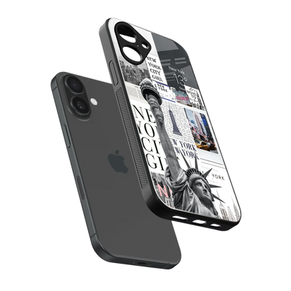 NY Dream sleek iPhone 16 cover with tempered glass back and TPU edges