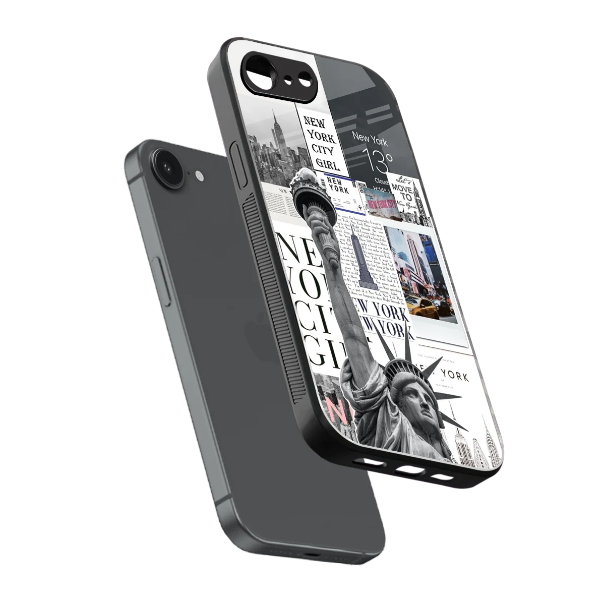 NY Dream sleek iphone 16e cover with tempered glass back and TPU edges
