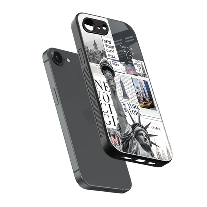 NY Dream sleek iphone 16e cover with tempered glass back and TPU edges