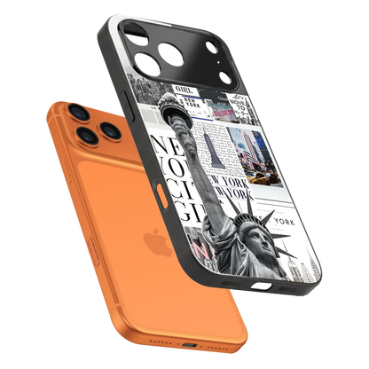 NY Dream sleek iphone 17 pro cover with tempered glass back and TPU edges