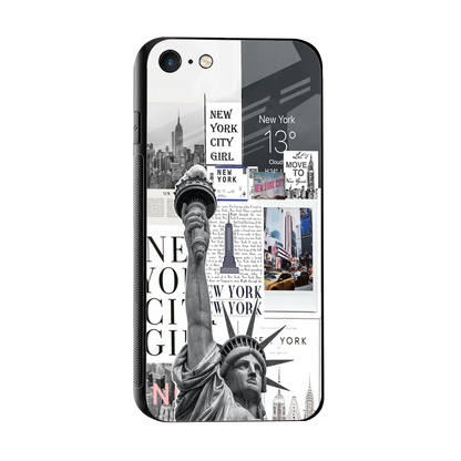 NY Dream sleek iphone 7 cover with tempered glass back and TPU edges