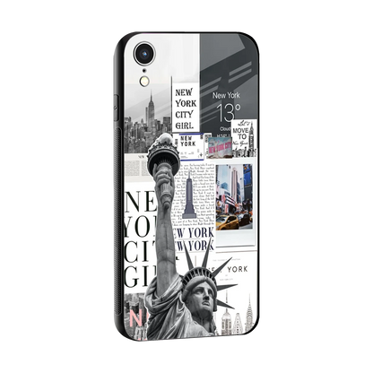NY Dream sleek iphone xr cover with tempered glass back and TPU edges