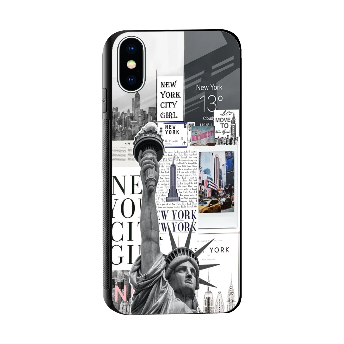 NY Dream sleek iphone xs cover with tempered glass back and TPU edges