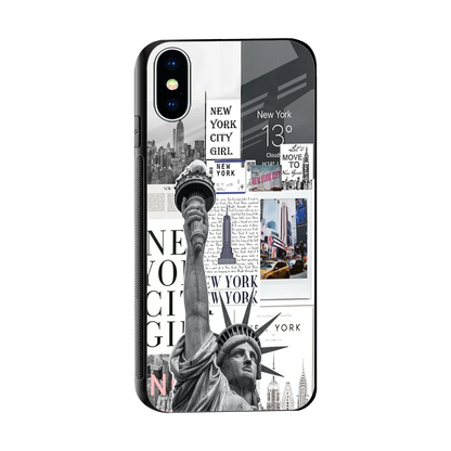 NY Dream sleek iphone xs cover with tempered glass back and TPU edges