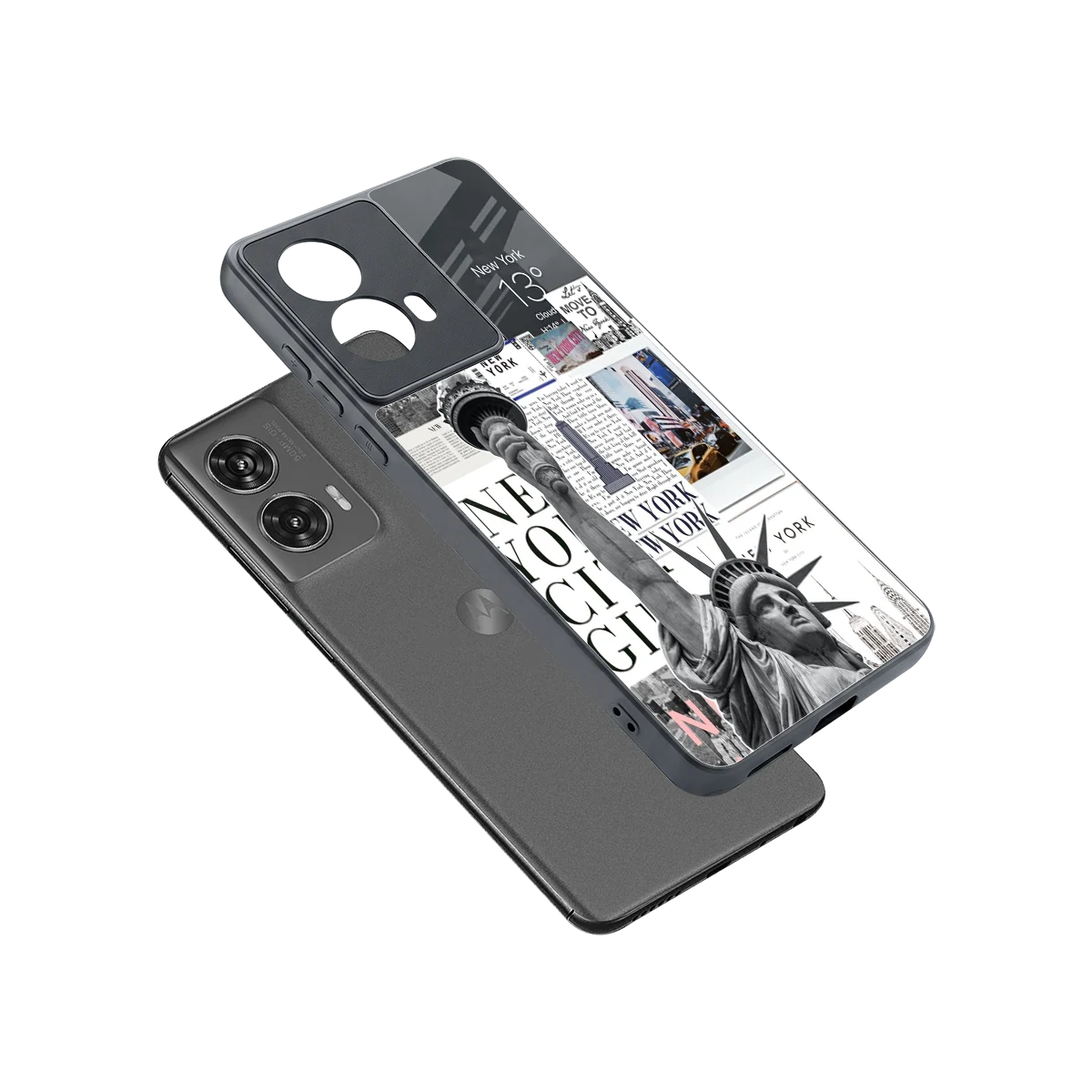NY Dream sleek motorola edge 50 fusion cover with tempered glass back and TPU edges