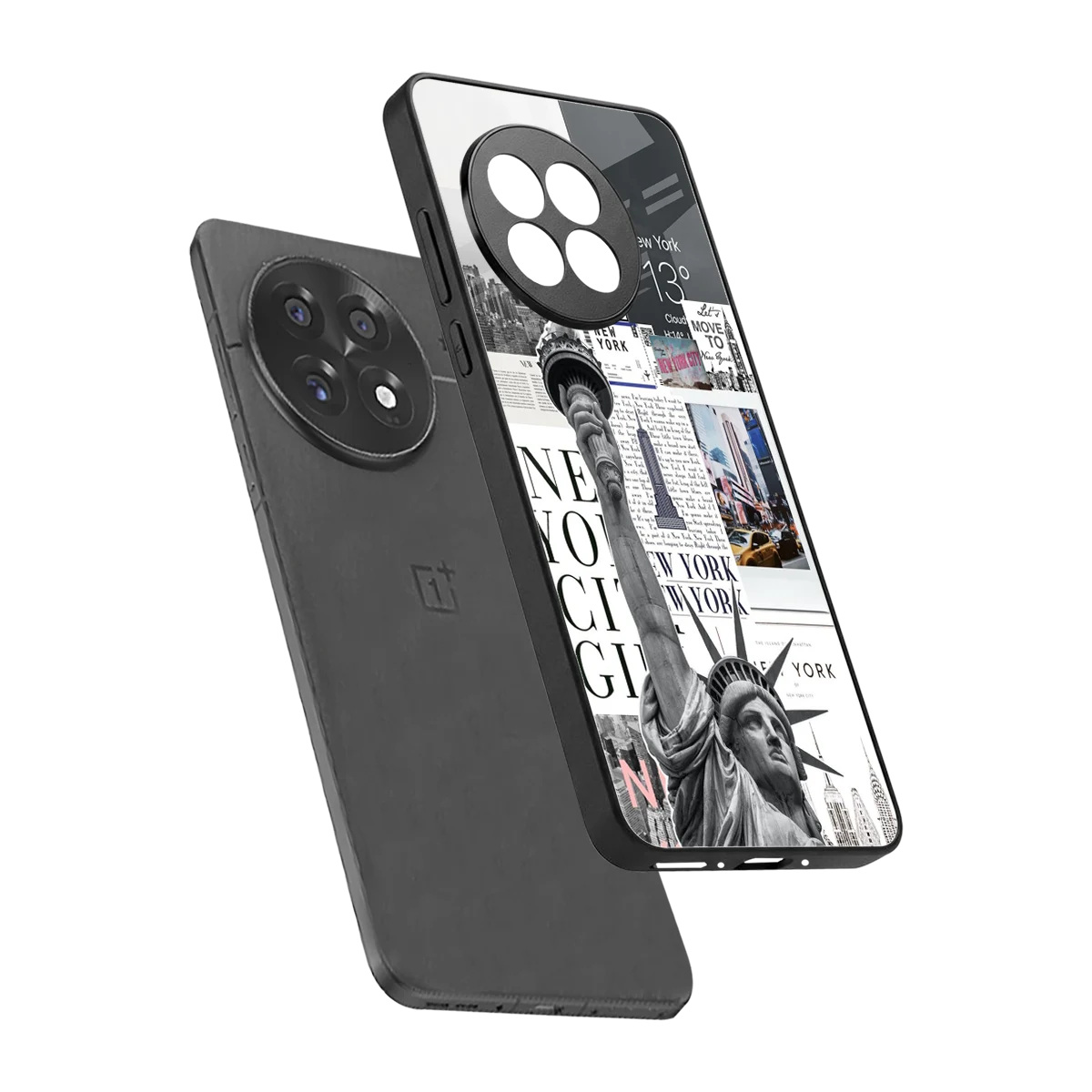 NY Dream sleek oneplus 13r cover with tempered glass back and TPU edges